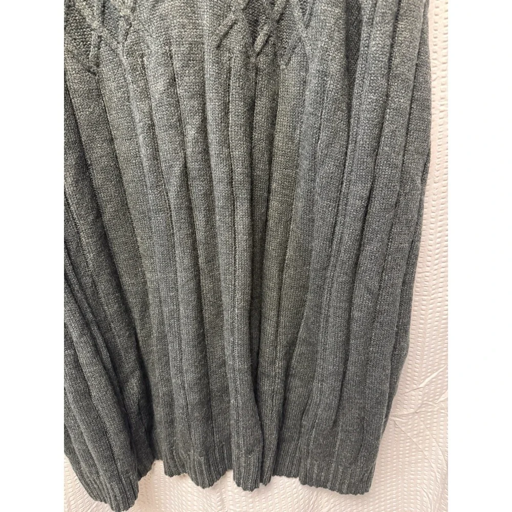 North Crest Men's Charcoal Grey Size XXLT 1/4 Zip Ribbed Cable Sweater Mock Neck